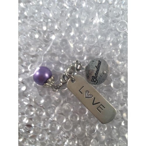 Auzz Trinklets Pearl Charms Purple with words Love / Grandma - Auzz Trinklets N Krafts