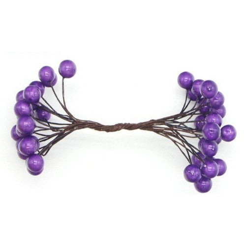 ATK Artificial Purple Fruit Berry Flower Stamen 1 bunch ( 40 heads)