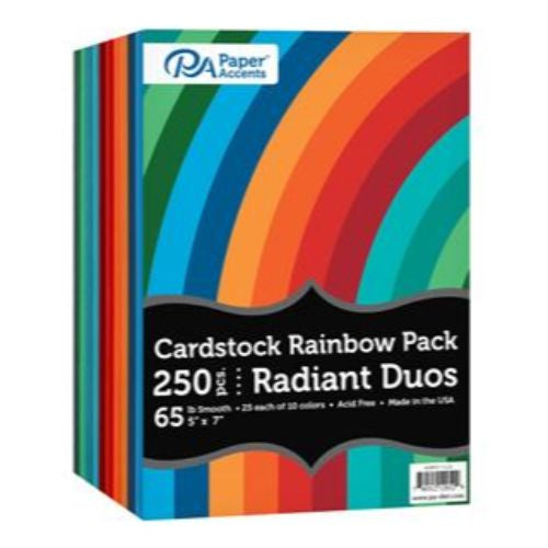Paper Accents Cardstock Variety Pack 5x7" Rainbow 65lb Radiant Duos 250pc *POSTAGE AS PER ACTUALS