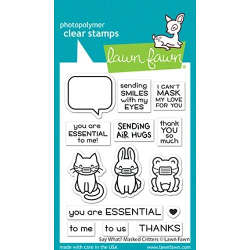 Lawn Fawn Clear Stamps say what? masked critters