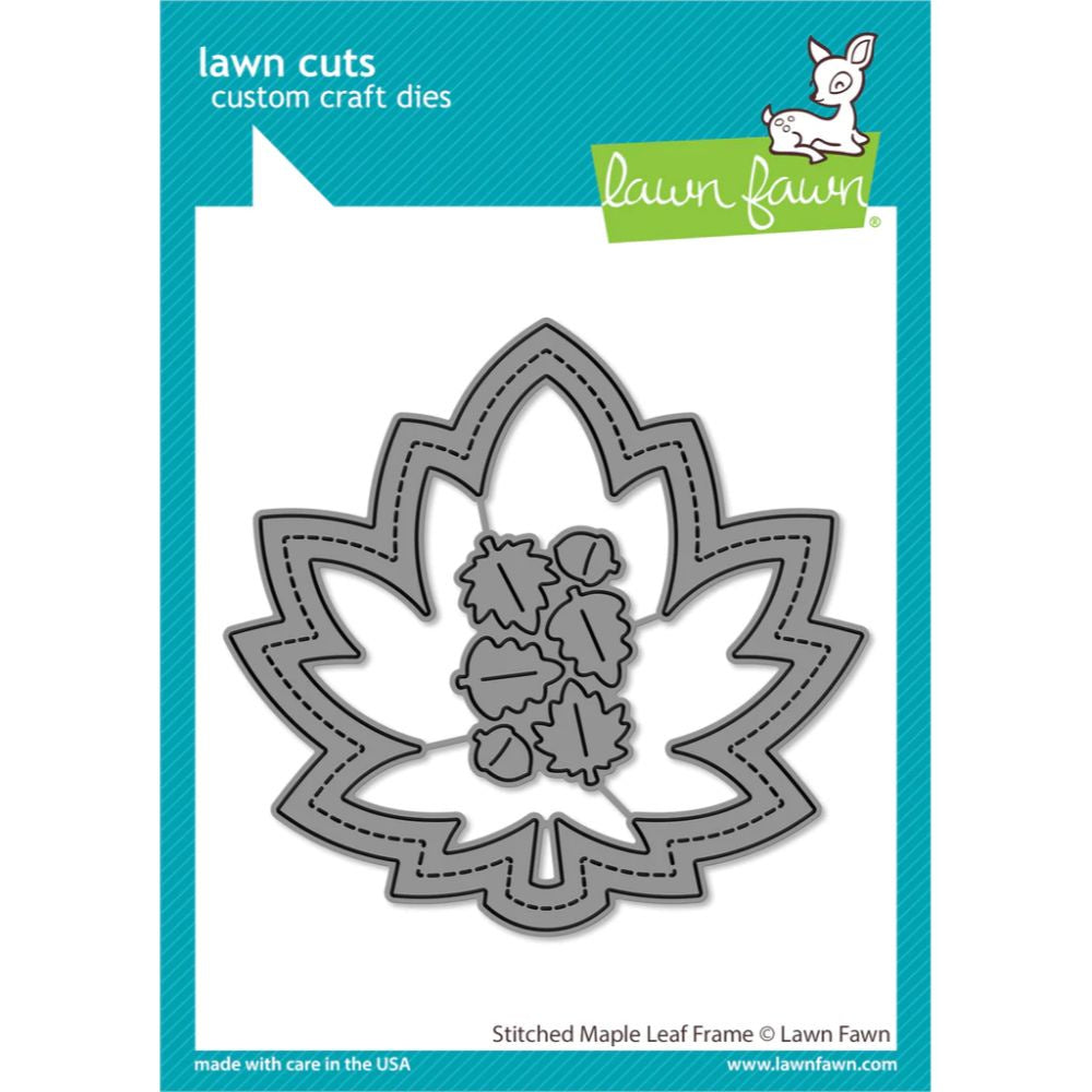 Lawn Fawn stitched maple leaf frame