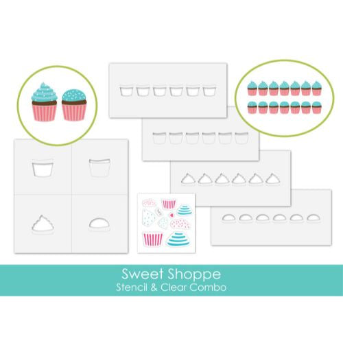 Taylored Expressions SWEET SHOPPE STENCIL, Stamp & Dies COMBO