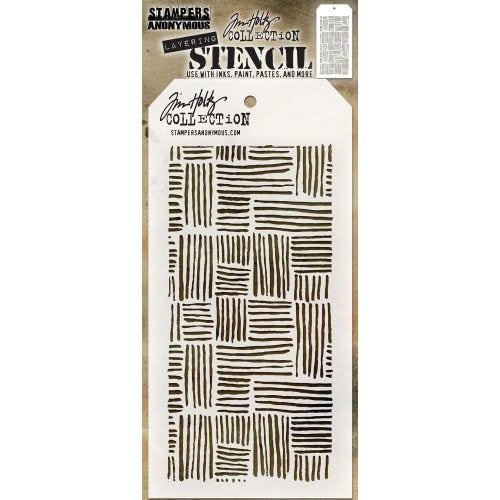 Tim Holtz Layered Stencil 4.125"X8.5" thatched THS104