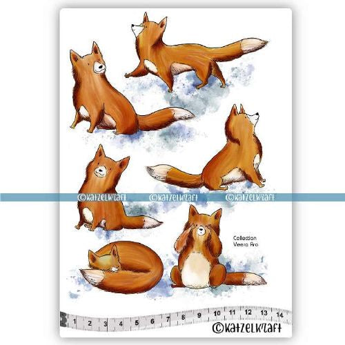 Katzelkraft The Foxes - Scrapbooking Stamps - KTZ270