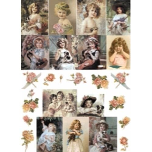 A3 Rice Paper Design for Sospeso Or Decoupage Collage Sheets Vintage 1