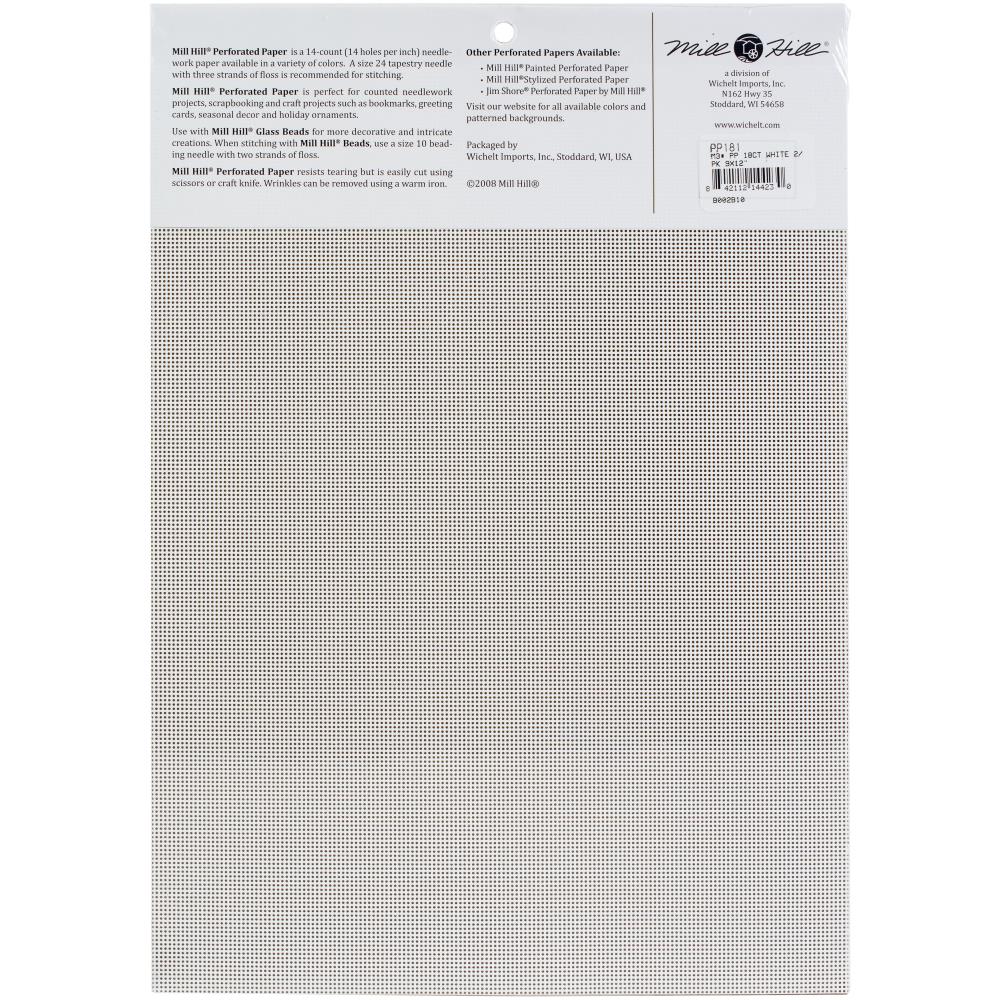 Mill Hill Perforated Paper 18 Count 9"X12" 2/Pkg White