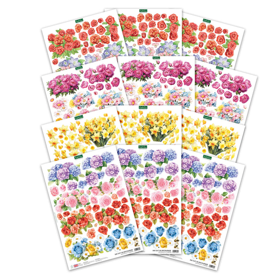 Katy Sue Designs Die Cut Decoupage – Bumper Bouquets (Pack of 12)