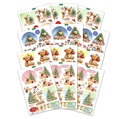 Katy Sue Designs Die Cut Decoupage – Teddy Bear Christmas (Pack of 12)