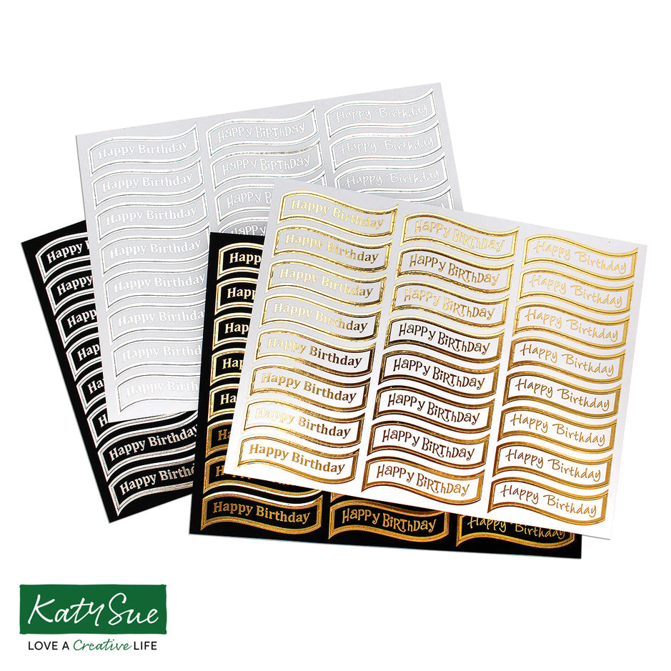 Katy Sue Foiled Birthday Wavy Banners Selection, Pack of 4