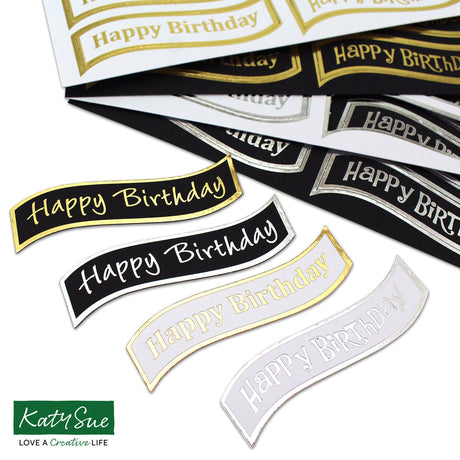 Katy Sue Foiled Birthday Wavy Banners Selection, Pack of 4