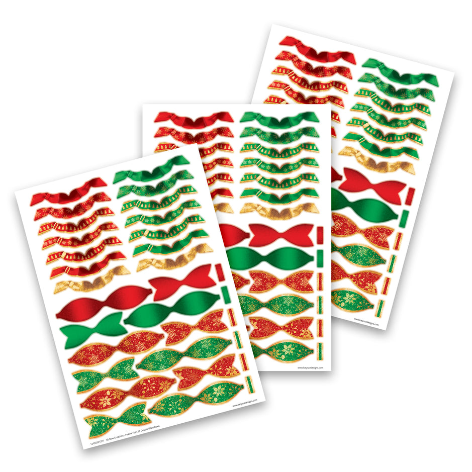 Katy Sue 3D Bow Creations - Festive Flair, 60 Double Sided Bows