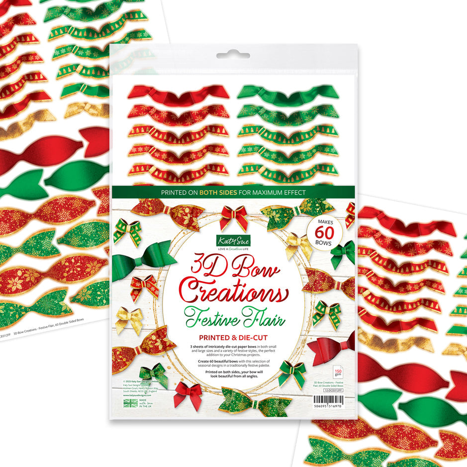 Katy Sue 3D Bow Creations - Festive Flair, 60 Double Sided Bows