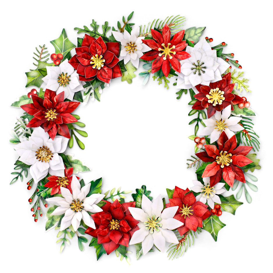 Katy Sue Traditional Christmas Die Cut Flowers & Leaves, 12 sheets