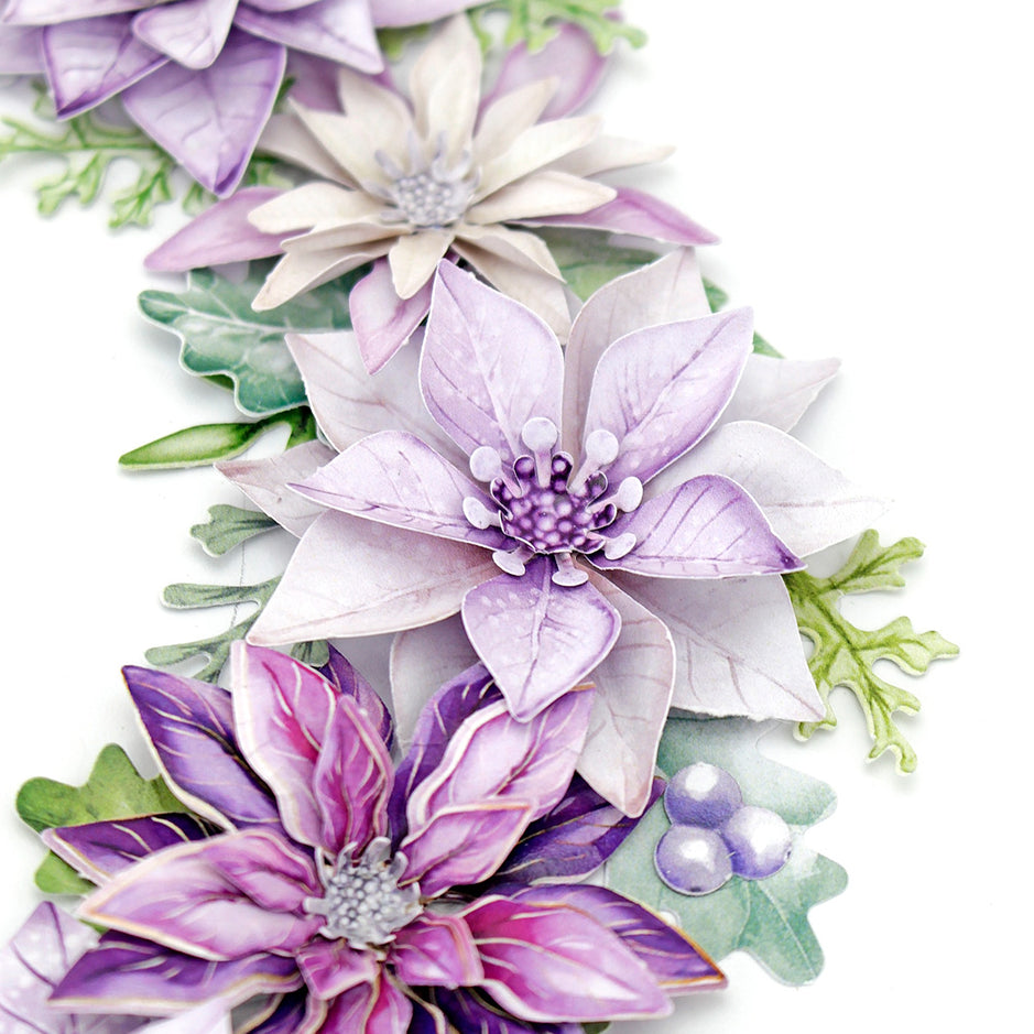 Katy Sue Dusky Violet Blooms, Die Cut Flowers & Leaves, 12 sheets