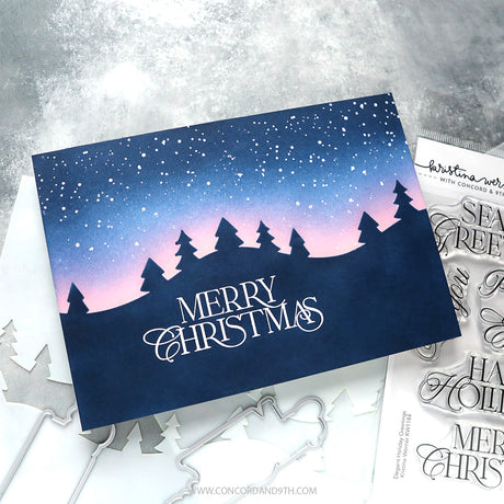 Concord & 9th Kristina Werner  Elegant Holiday Greetings Stamp Set (4 x 6) & die Bundle
