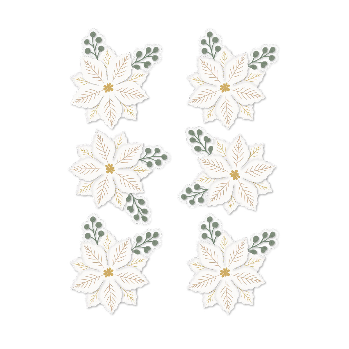 Rosie's Studio Sleigh Bells Ring Gold Poinsettias Dimensional Acetate Stickers