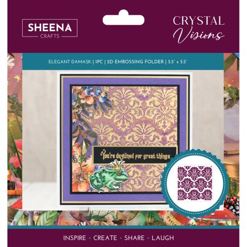 Crafter's Companion Crystal Visions 2D Embossing Folder Elegant Damask (SD-CV-EF5.5-ELDA)