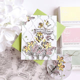 Pinkfresh Studio Whispering Daffodils stamp, die, Stencil and Washi Bundle