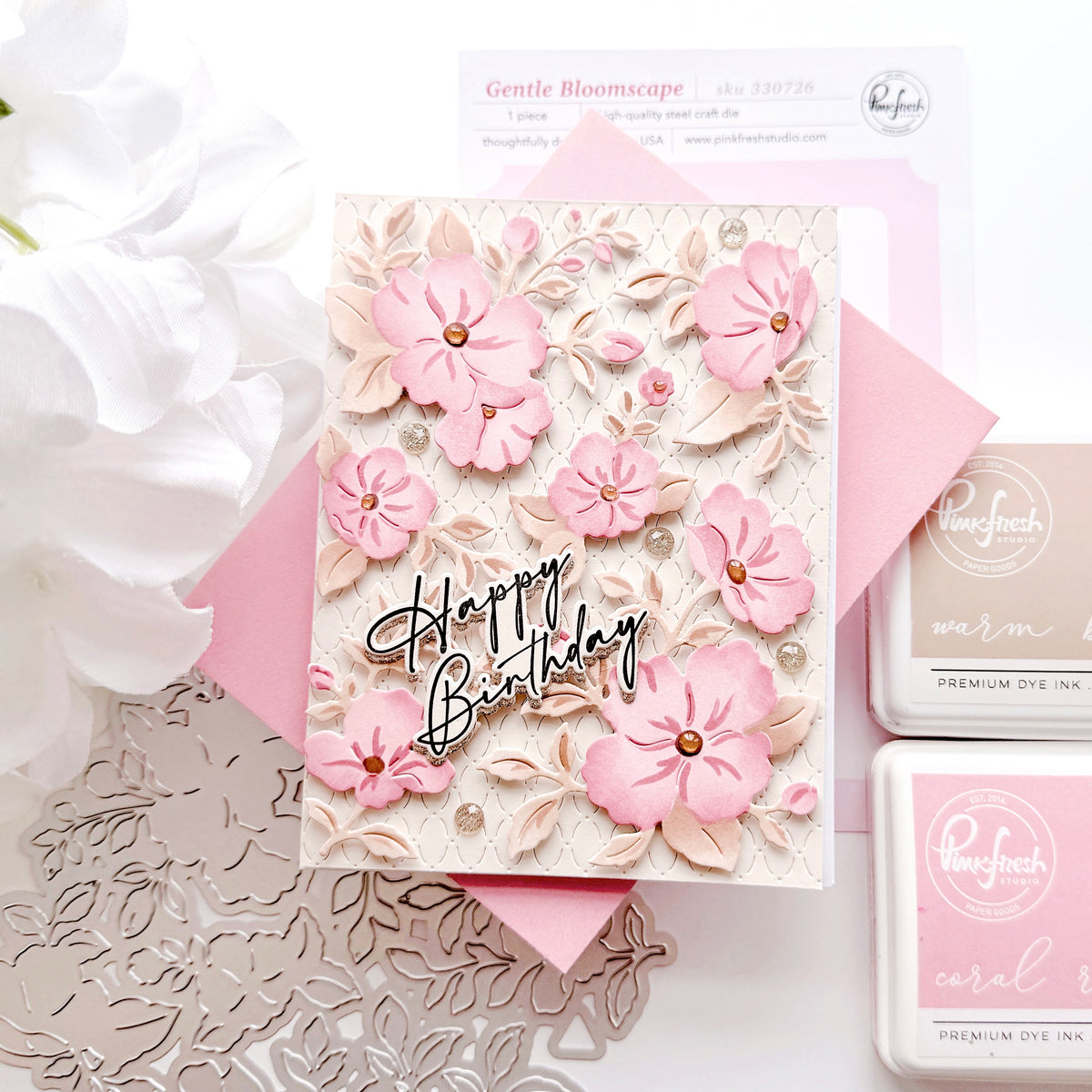 Pinkfresh Studio Gentle Bloomscape die & Stencil Bundle