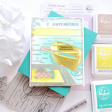 Pinkfresh Studio Gentle Escape Cling Stamp/ Stencil Bundle