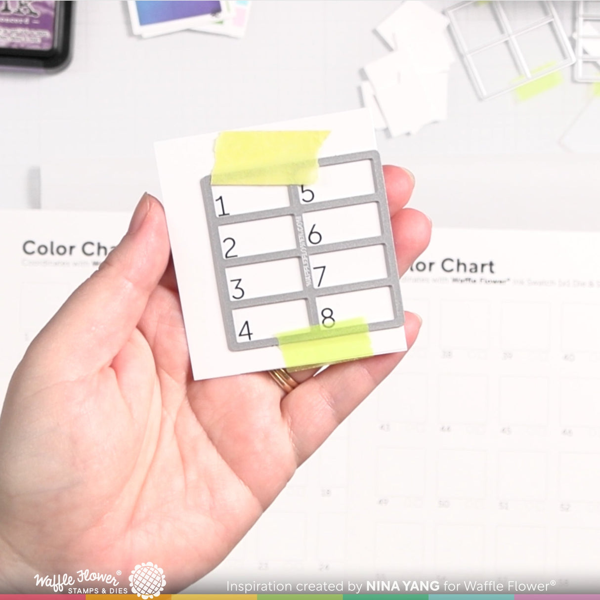 Waffle Flower Crafts Printed Numbers for Ink Swatch 1x0.5 Die (2 sets of 1-96)