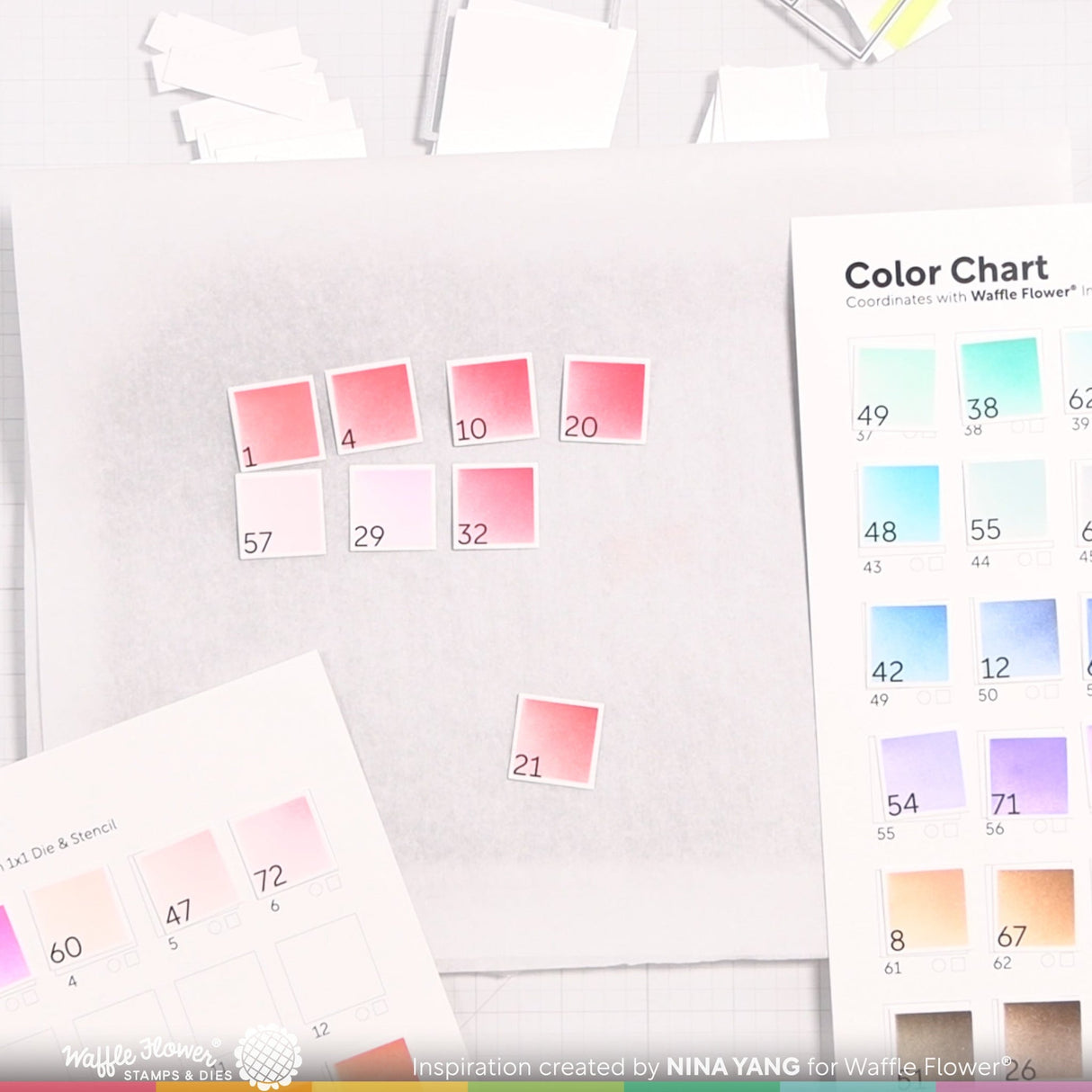 Waffle Flower Crafts Printed Numbers for Ink Swatch 1x1 Die (2 sets of 1-96)