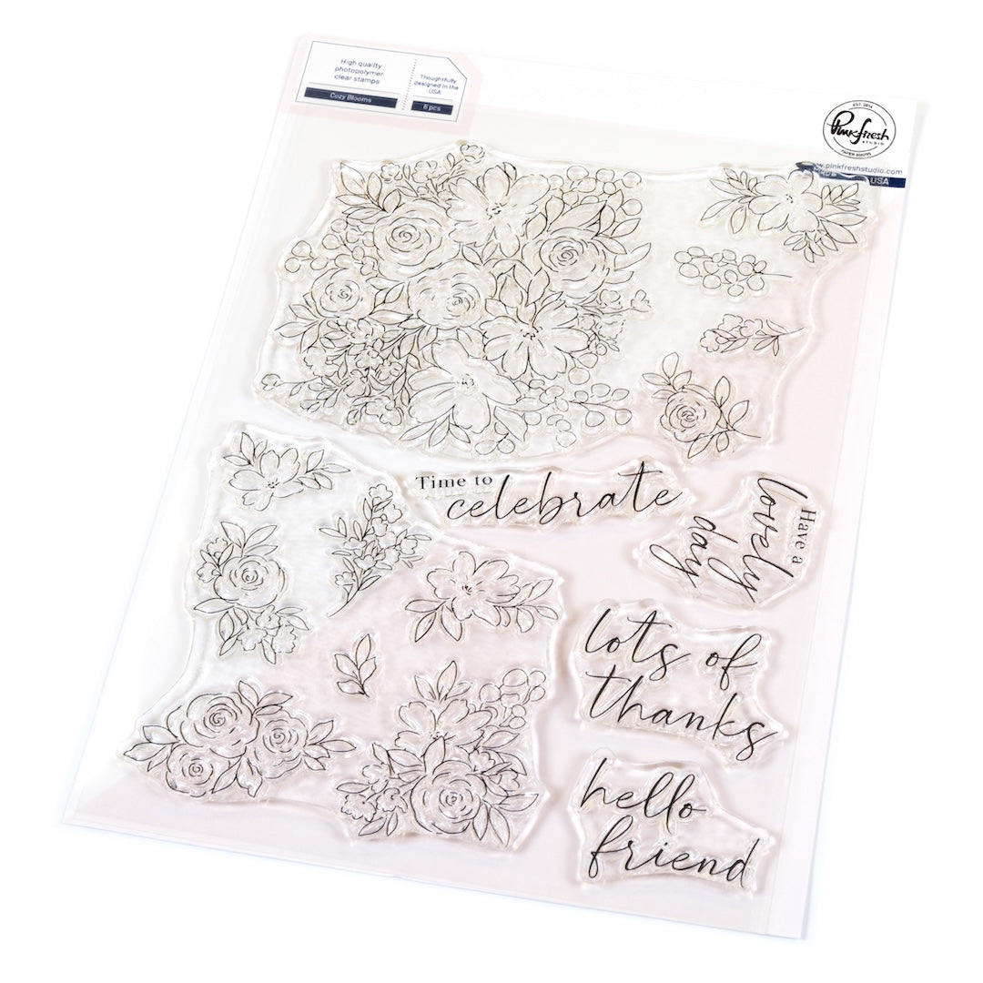 Pinkfresh Studio Cozy Blooms stamp/Die/Stencil/Washi Bundle