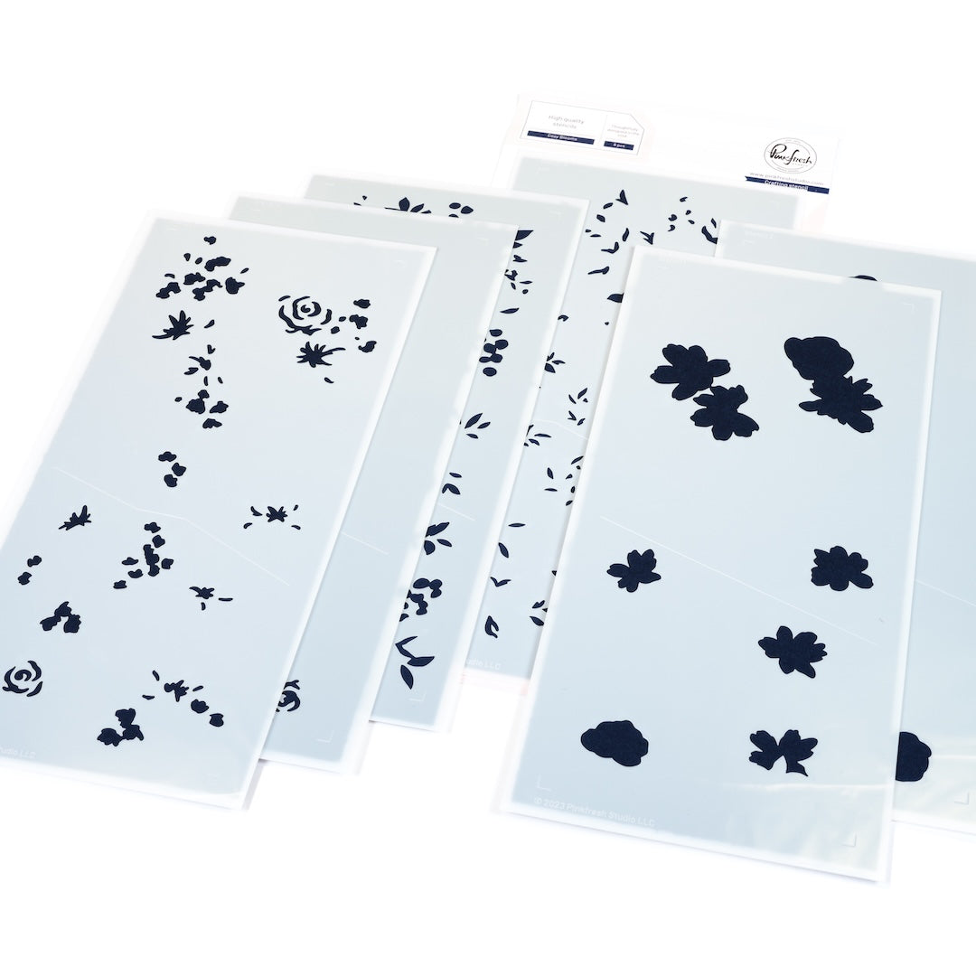 Pinkfresh Studio Cozy Blooms stamp/Die/Stencil/Washi Bundle