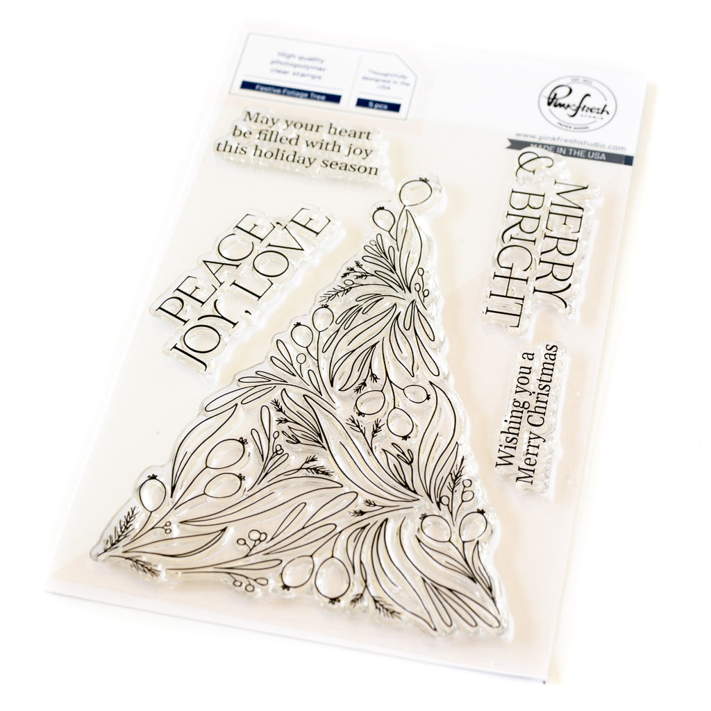 Pinkfresh Studio Festive Foliage Tree stamp 