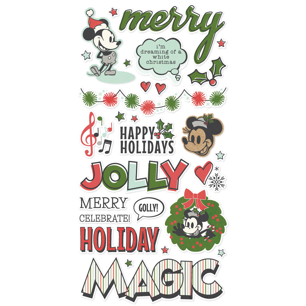 Simple Stories Say Cheese Classic Mouse Christmas - Foam Stickers