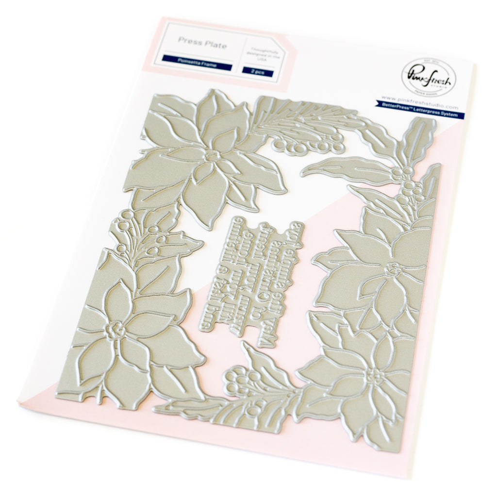 Pinkfresh Studio Poinsettia Frame press plate 