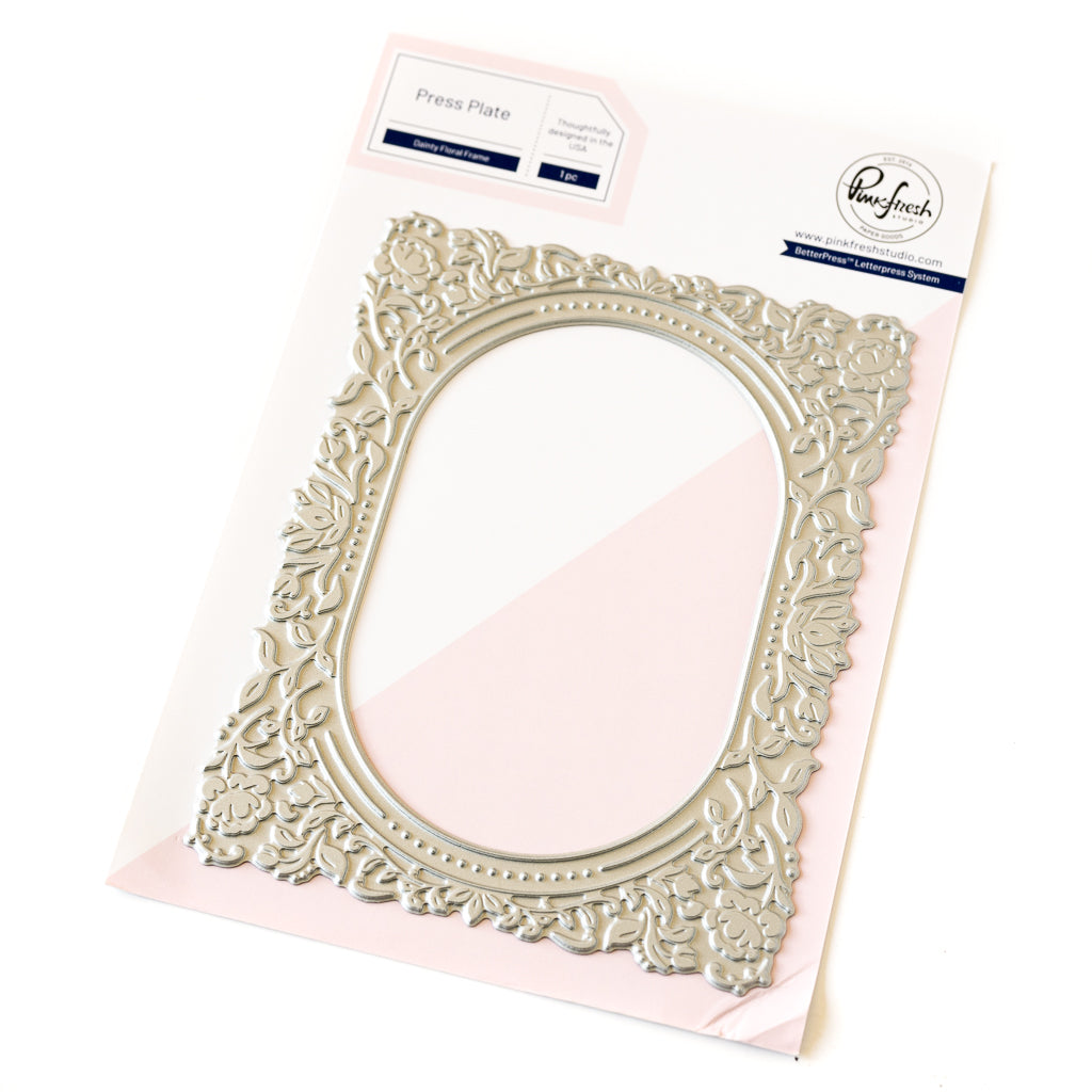 Pinkfresh Studio Dainty Floral Frame press plate