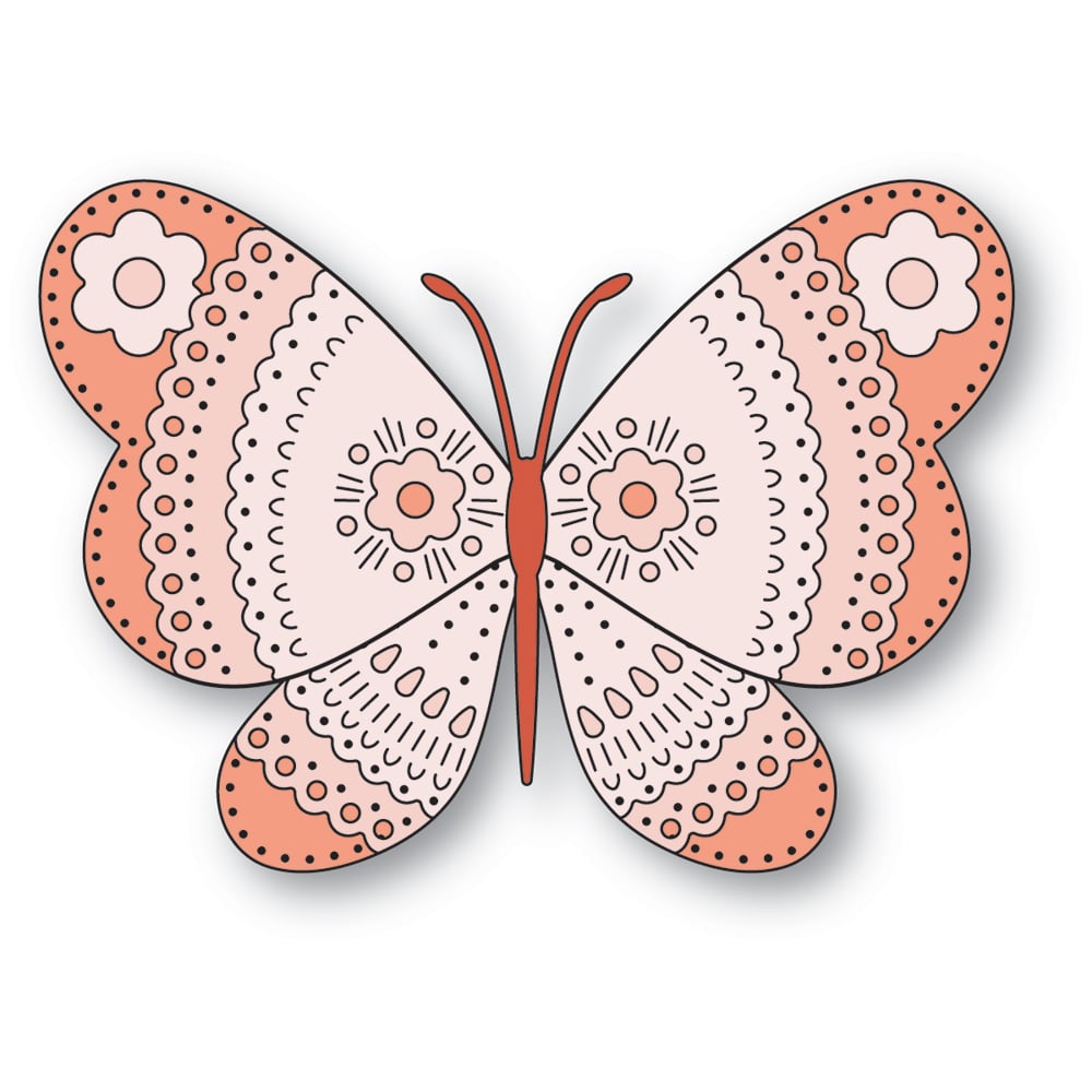 Poppy Stamps 2611 Nordic Floral Butterfly craft die