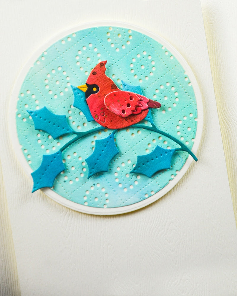 Poppy Stamps 2738 Nordic Perched Cardinal craft die