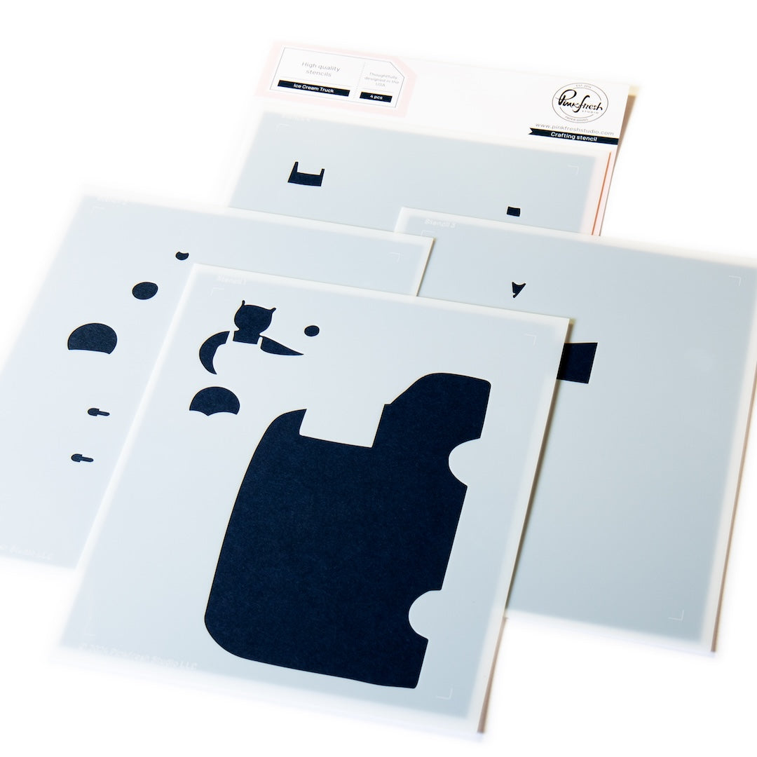 Pinkfresh Studio Ice Cream Truck stencil/Stamp/Die Bundle