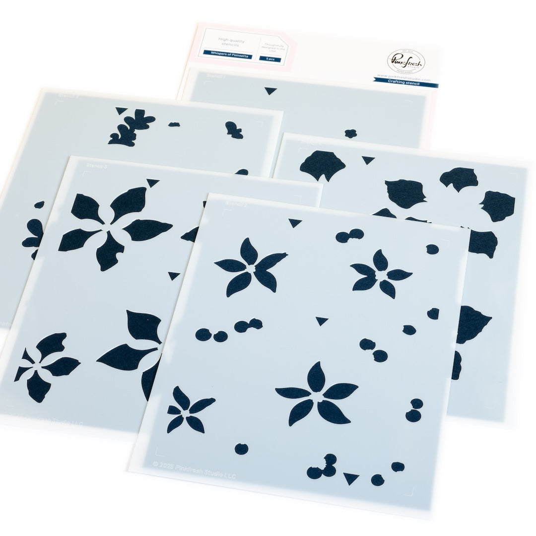 Pinkfresh Studio Whispers of Poinsettia stencil/ Die Bundle