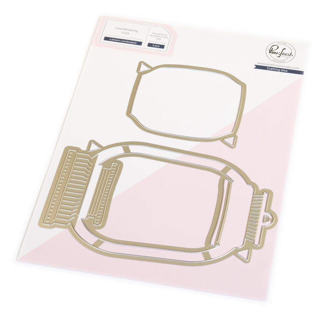 Pinkfresh Studio Lantern Landscapes stencil/ Die Bundle