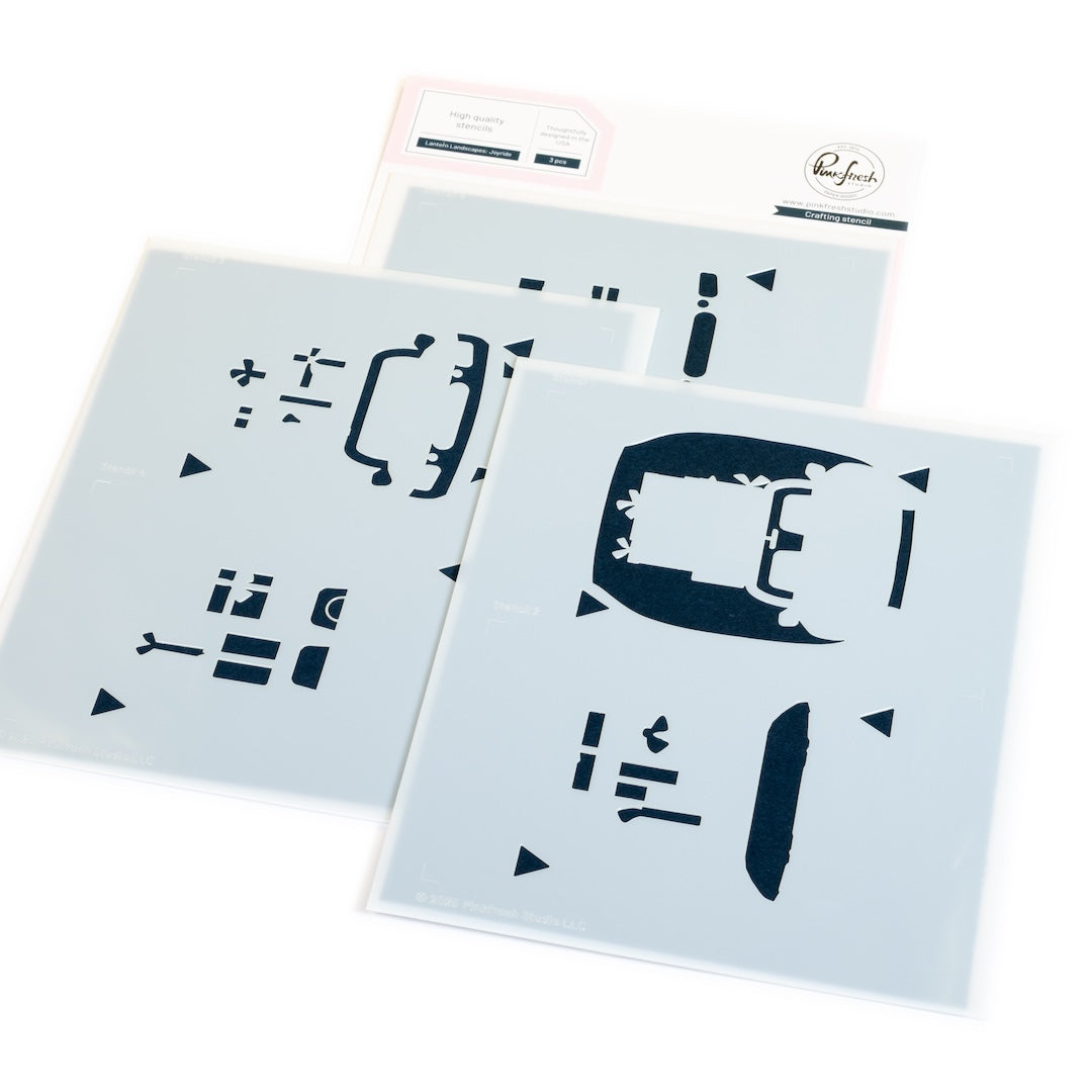 Pinkfresh Studio Lantern Landscapes stencil/ Die Bundle