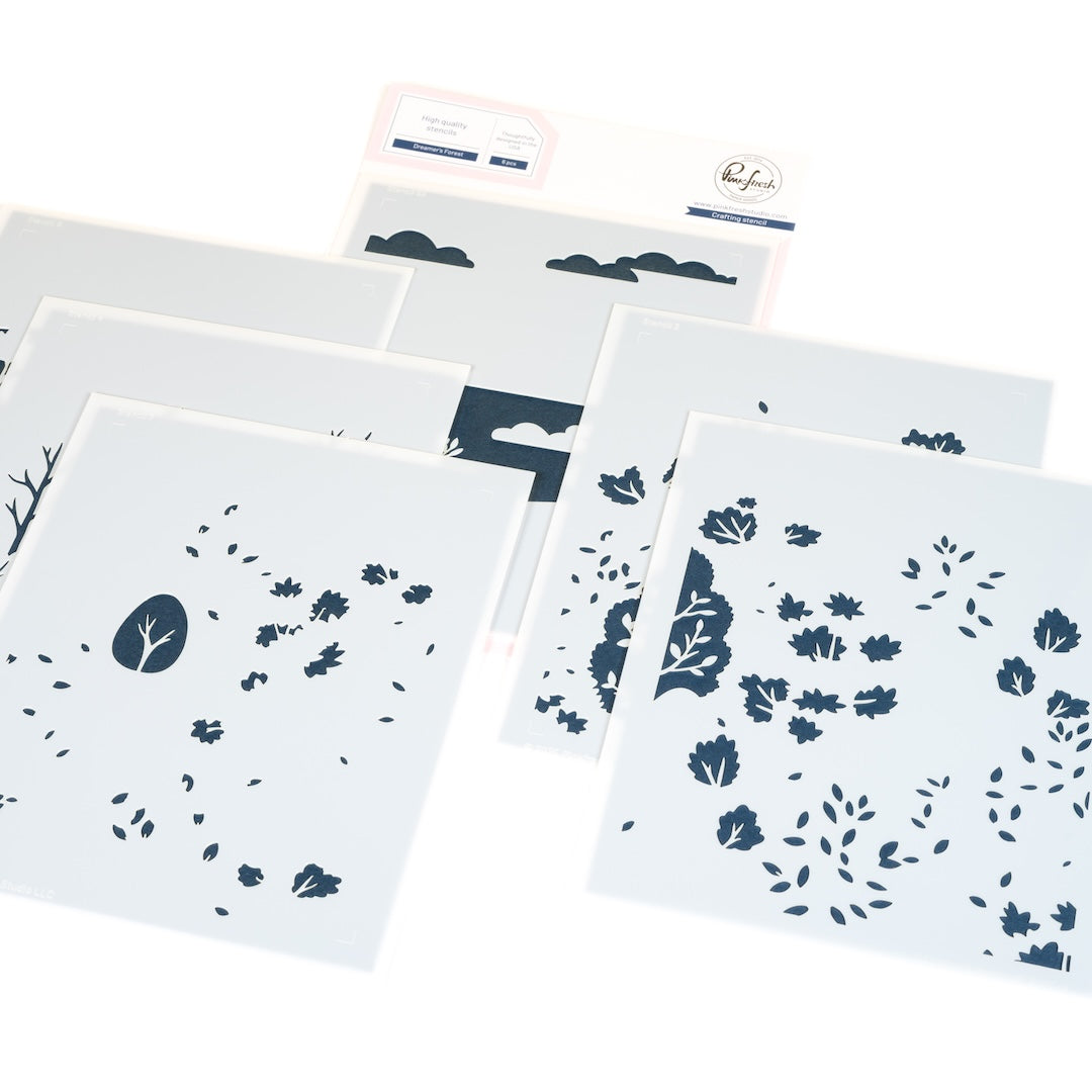 Pinkfresh Studio Dreamer's Forest cling stamp & Stencil Bundle