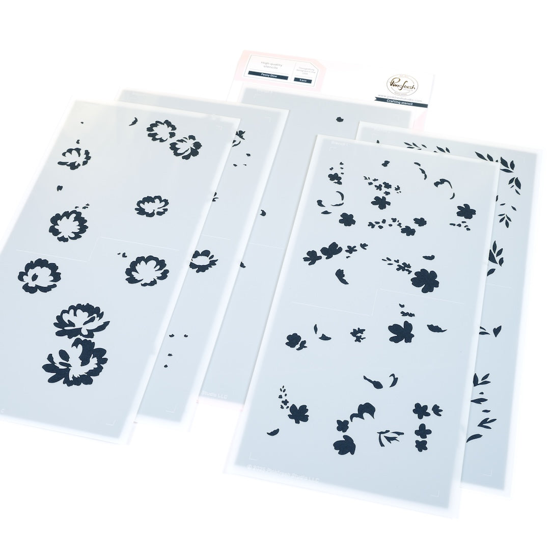 Pinkfresh Studio Peony Glow stamp/Die/Stencil/Washi Bundle