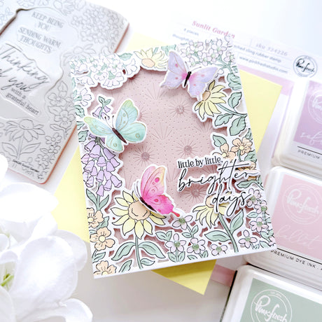 Pinkfresh Studio Sunlit Garden Cling Stamp / Stencil/ Die Bundle