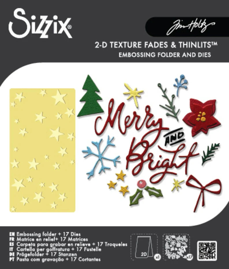Sizzix 2D Texture Fades w/ Thinlits Die Vault Side-Order Merry + Bright (17+1pcs) by Tim Holtz - 667248