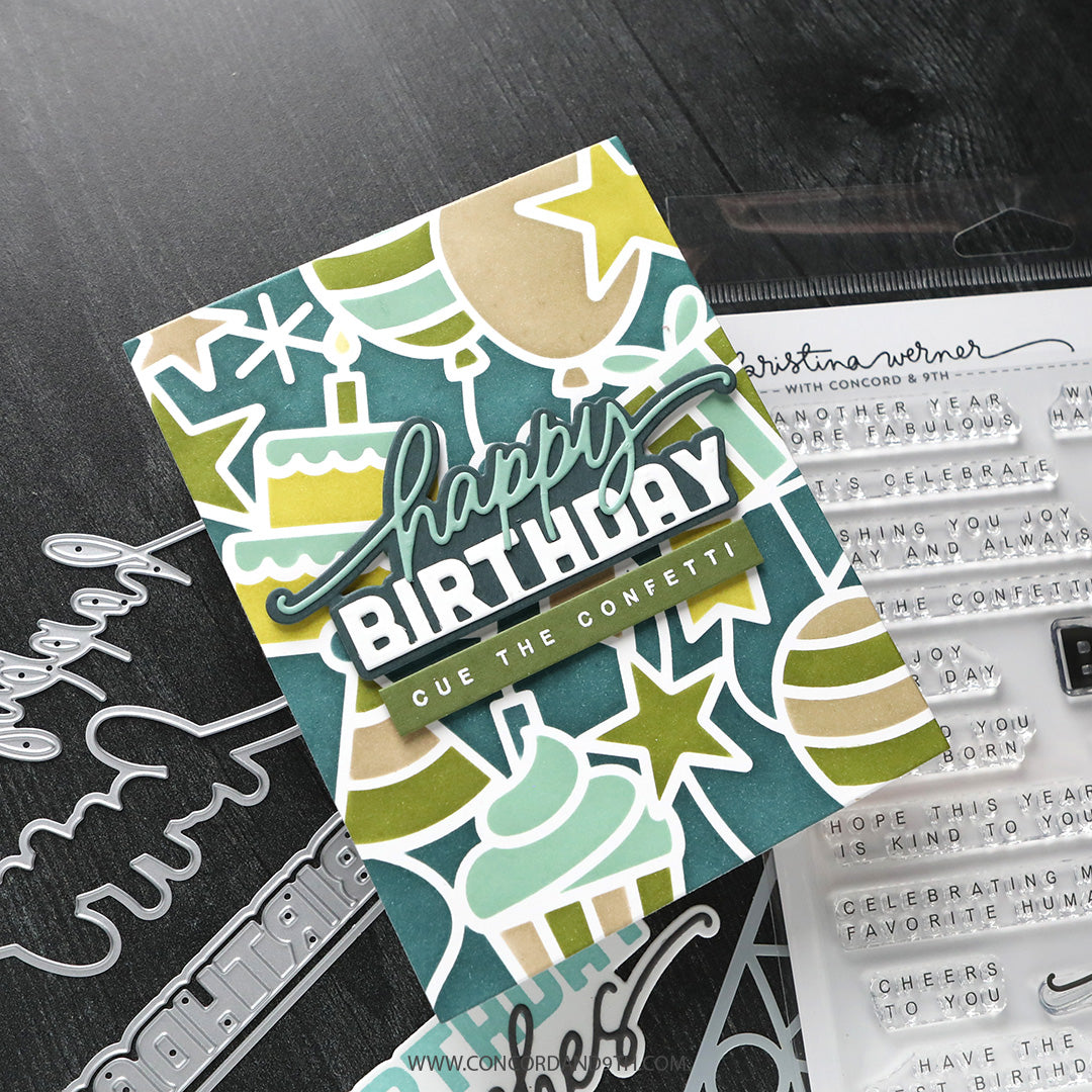 Concord & 9th Kristina Werner Big Day Birthday Stencil Pack (7 qty; 6 x 9)