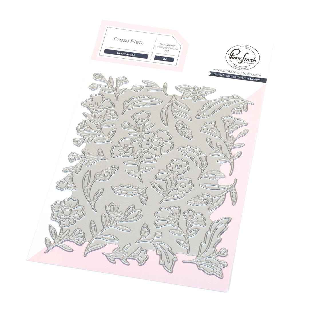 Pinkfresh Studio Bloomscape cling stamp / Die/ Stencil/ Press plate Bundle