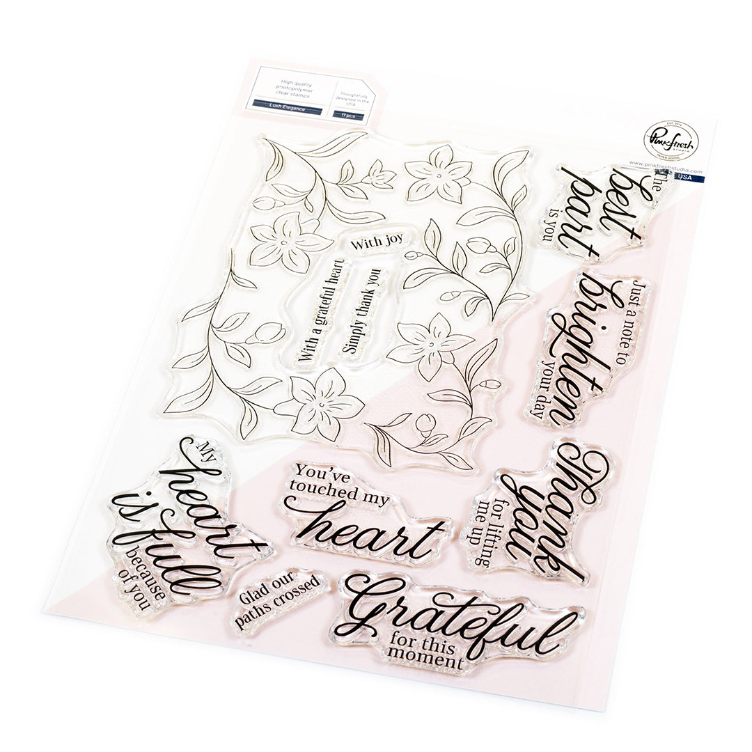 Pinkfresh Studio Lush Elegance stamp / Die / Stencil / Press plate Bundle