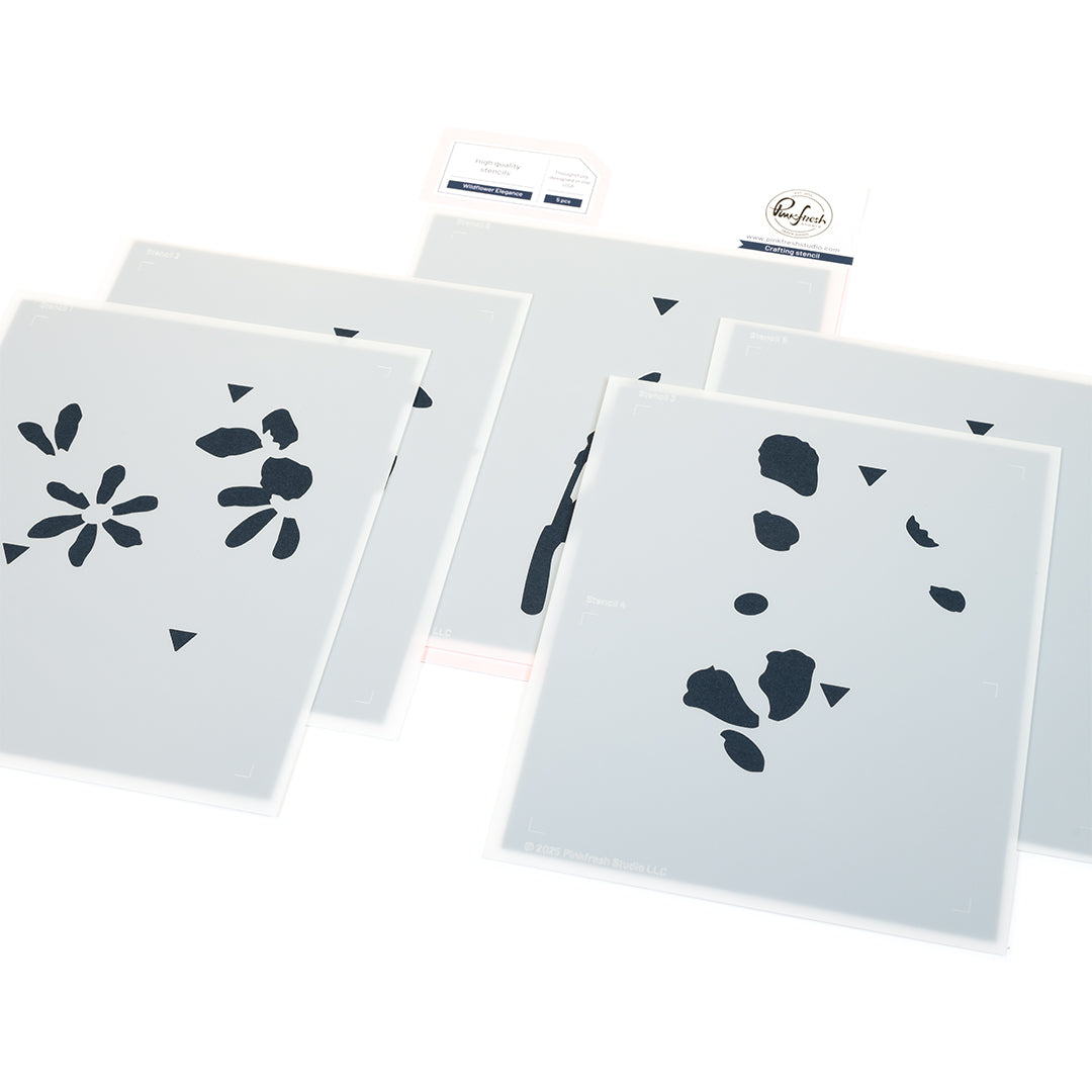 Pinkfresh Studio Wildflower Elegance stencil / Die Bundle
