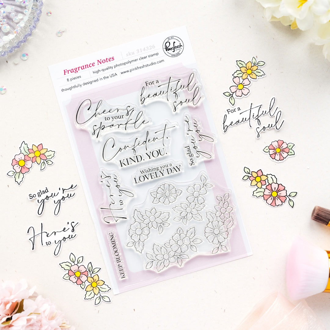 Pinkfresh Studio Fragrance Notes Stamp, Die & Stencil Bundle