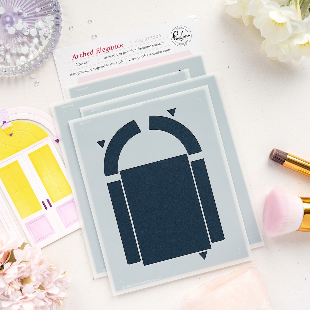 Pinkfresh Studio Arched Elegance Stencil & Die Bundle