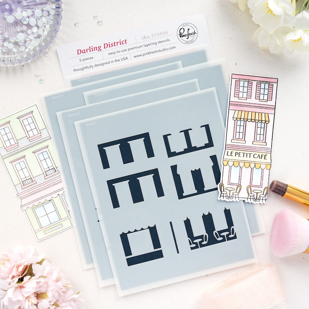 Pinkfresh Studio Darling District Stamp, Die & Stencil Bundle