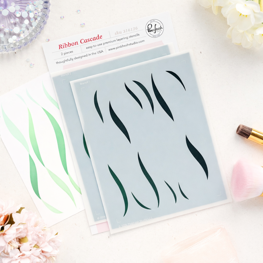 Pinkfresh Studio Ribbon Cascade Stencil